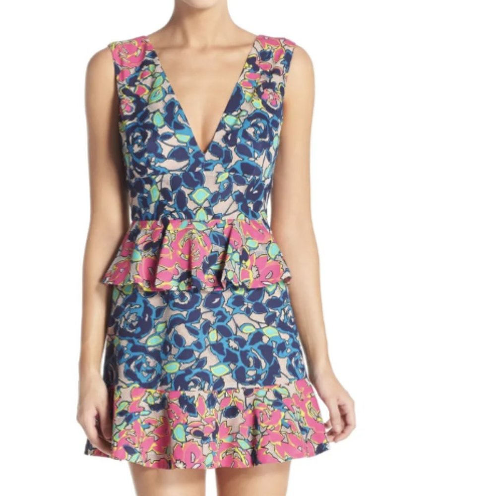 BCBGMaxAzaria Caron V Neck Floral Dress